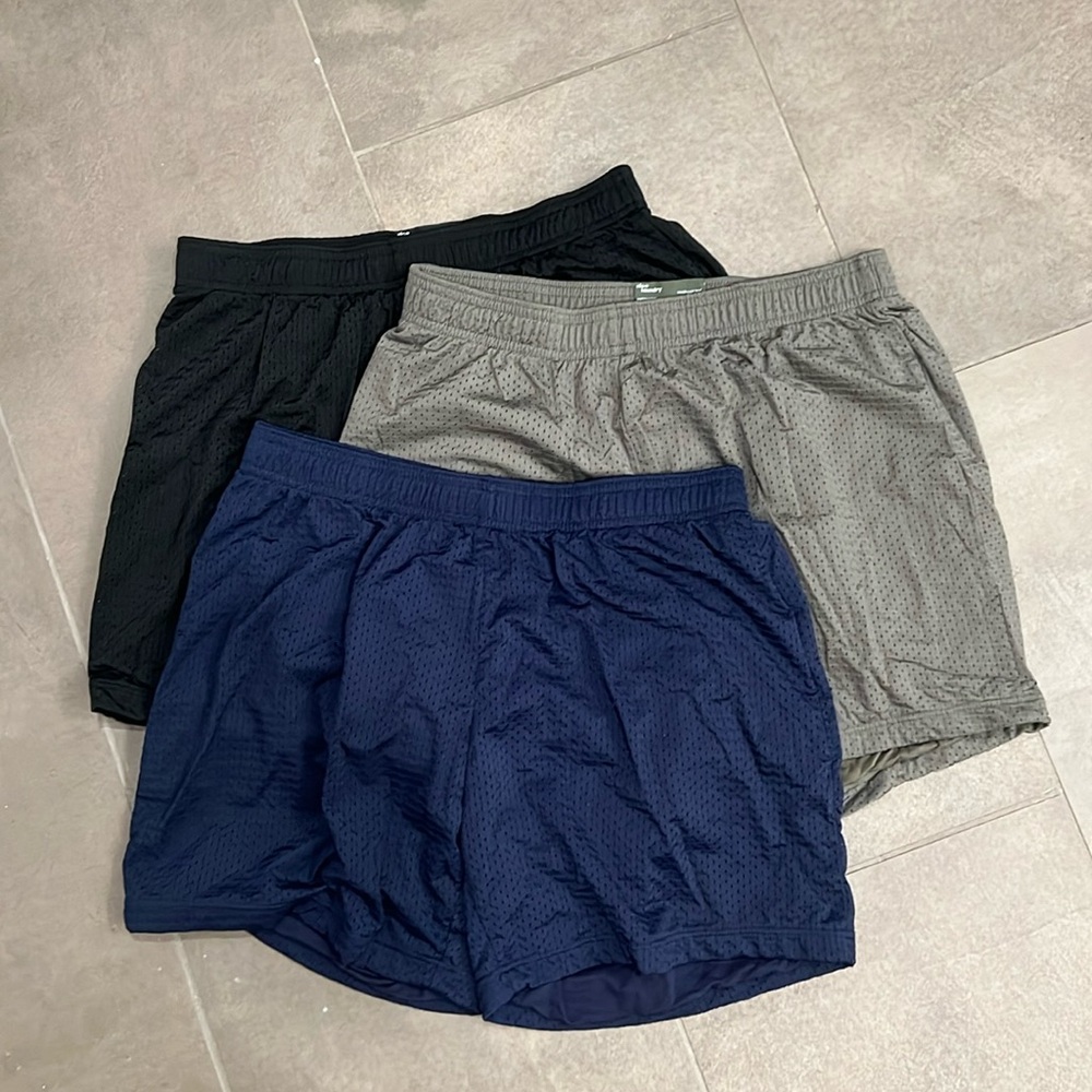Men's Athletic Shorts - Black, Gray, and Blue